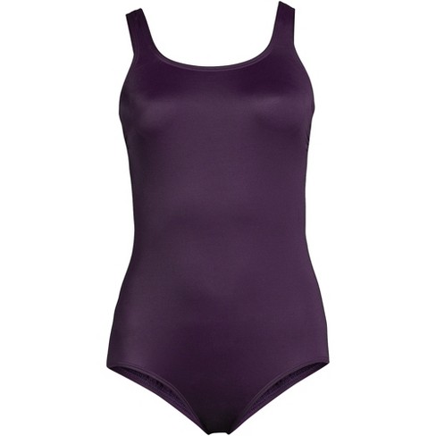 Lands' End Women's Petite Chlorine Resistant Scoop Neck Soft Cup Tugless  Sporty One Piece Swimsuit - 8 - Blackberry