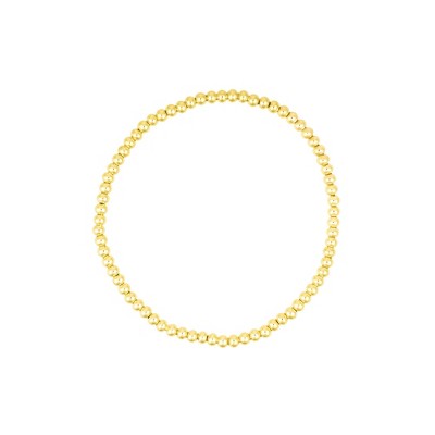 Polished Gold Tone Brass Stretch Ball Bracelet Set
