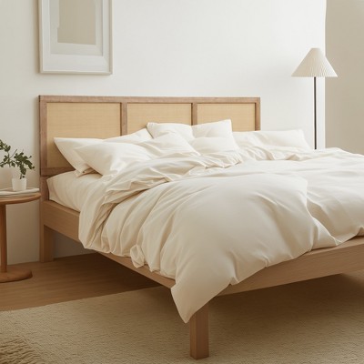 Natural Rubberwood and Rattan King Headboard