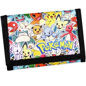 Wallet for Boys and Girls, Kids Trifold Purse Canvas Velcro Wallets with Zip - 1 of 4