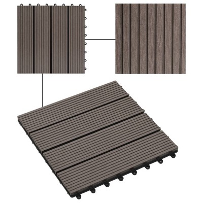 Dark Brown Composite Water-Resistant Snap-In Decking Tiles