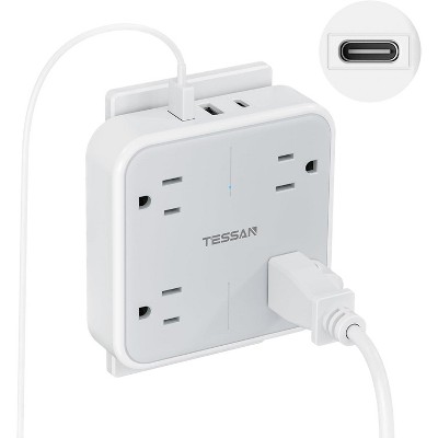 Multi Plug Outlet Extender, Surge Protector Splitter with 3 USB (1 USB C Port) Wall Charger, Multiple Expander for Travel, Home, College Dorm Room