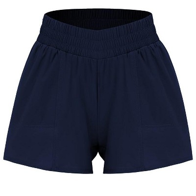Women's Quick-Dry Swim Trunks Shorts with Liner Athletic Running Cross Waist Short with Zip Pockets