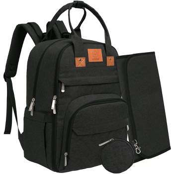 KeaBabies Diaper Bag with Changing Pad - Waterproof Baby Bag, Travel Diaper Bags, Baby Diaper Bag Backpack (Trendy Black)