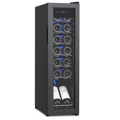 Mini Wine Fridge 14 Bottle, Wine Cooler Temperature Adjustment Range 41~64¡ãF, Wine Fridge Small with Triple Pane Clear Glass Door