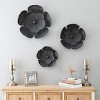 LuxenHome 3-Piece Dark Gray with Gold Metal Flowers Wall Decor Set - 2 of 4