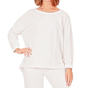 Catherine Lillywhite's Women's Cotton Top with Star, Made in Italy, White, OSFM - 1 of 1