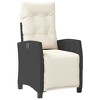 vidaXL Reclining Patio Chair with Footrest Black Poly Rattan - 2 of 4