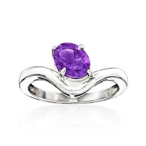 Ross-Simons 0.90 Carat Amethyst Curved Ring in Sterling Silver - 1 of 4