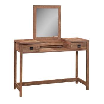 Cannery Bridge Vanity Table - Sauder: Makeup Desk with Lighted Mirror, Storage Drawers, Cord Management, Sindoori Mango Finish