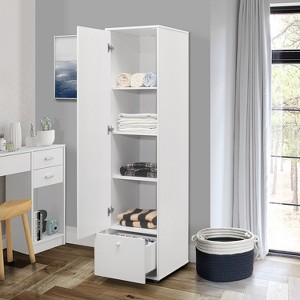 Kings Brand Furniture Corry Wardrobe Armoire Closet, Tall Storage Cabinet, White - 1 of 4
