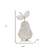 HomeRoots 10" Silver and Faux Crystal Decorative Pear Tabletop Sculpture - 3 of 4