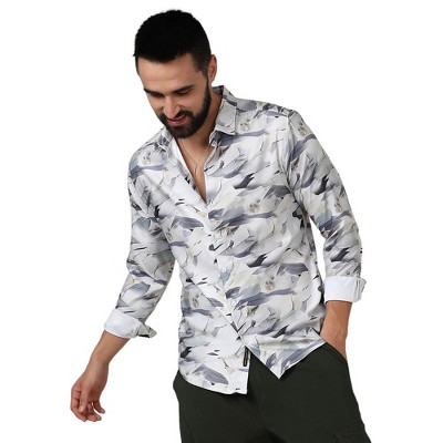 Campus Sutra Men Men's Charcoal Grey Abstract Fade Shirt