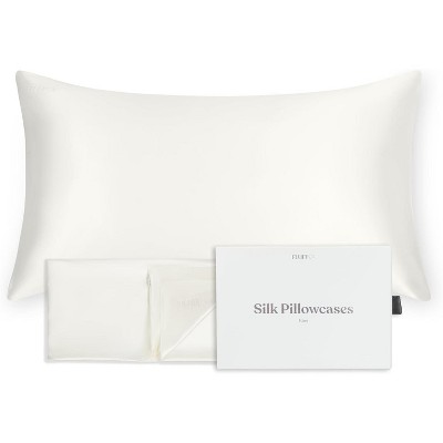 FluffCo 100% Pure Mulberry Silk Pillowcase - Luxurious Cooling Pillowcase for Hair & Skin Care