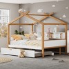 VYNXARIA White Full Wooden House Bed with Original Wood Frame, Twin Trundle and Storage Rich Bookshelf: Ideal for Children's and Guest Rooms - 2 of 4