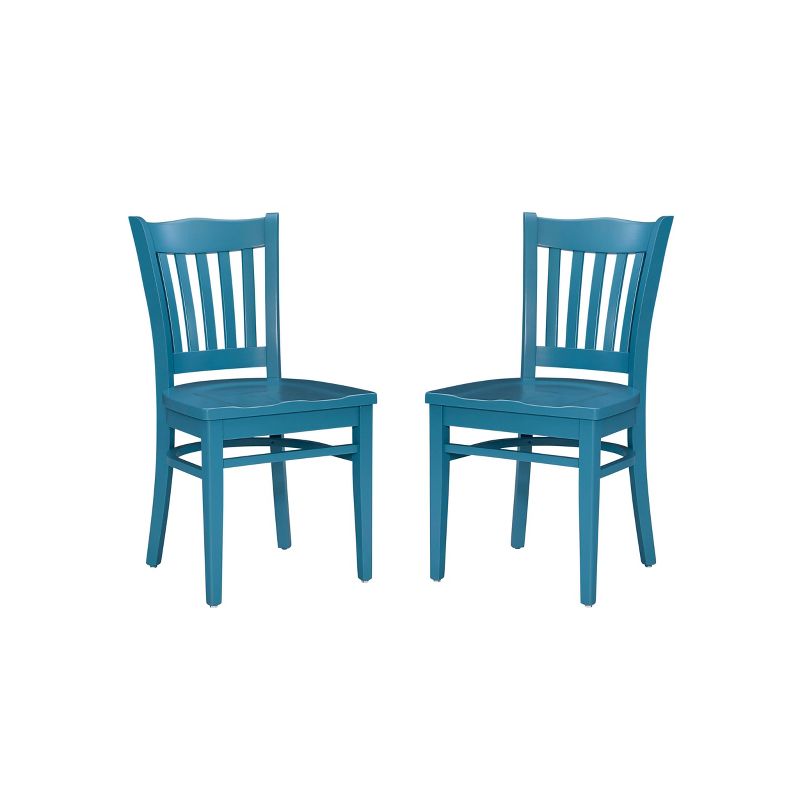 Set of 2 Quinn Slat Back Farmhouse Side Chairs Teal - Linon, 1 of 13