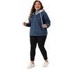 Agnes Orinda Women's Plus Size Denim Detachable Drawstring Hoodie Pockets Jean Jackets - 2 of 4