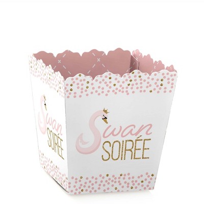 Big Dot of Happiness Swan Soiree - Party Mini Favor Boxes - White Swan Baby Shower or Birthday Party Treat Candy Boxes - Set of 12