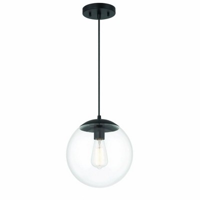 Modern Black Globe Pendant Light with Clear Glass Shade