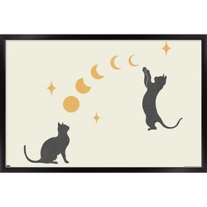Trends International Episodic Drawing - Cat And Moon 1 Framed Wall Poster Prints - 1 of 4