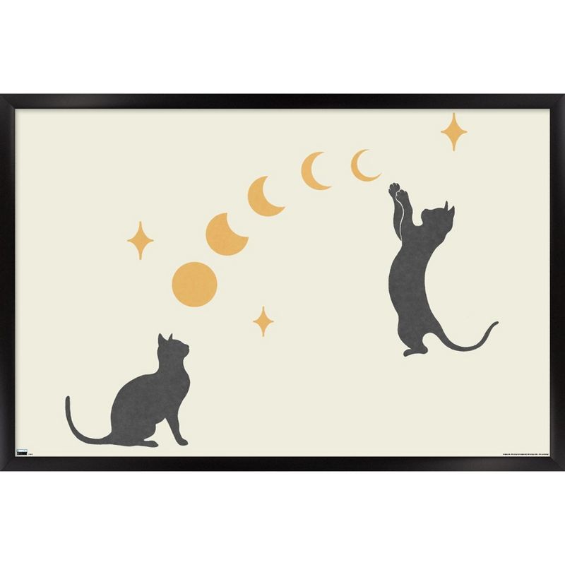 Trends International Episodic Drawing - Cat And Moon 1 Framed Wall Poster Prints, 1 of 7