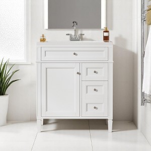 Mshliw 30 Inch Modern Bathroom Vanity with Sink, Storage Cabinet with 2 Drawers, Tip-Out Drawer and Soft Close Door, Resin Basin - 1 of 4