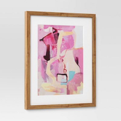 Set of 2 16" x 20" Natural Framed Abstract Wall Art Prints
