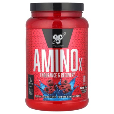 BSN Amino X Muscle Recovery & Endurance Powder with BCAAs, Intra Workout Support, 10 Grams of Amino Acids, Keto Friendly, Caffeine Free, Flavor: Blue