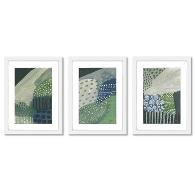 (set Of 3) Cool Color Patterns By Lynn Mack White Matted Framed ...