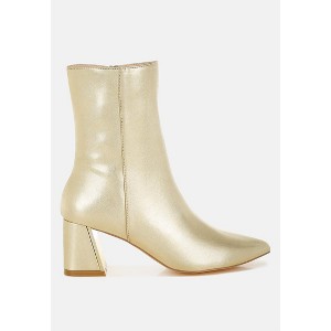 Kaira Metallic Accent Heel High Ankle Boots Women - 1 of 4