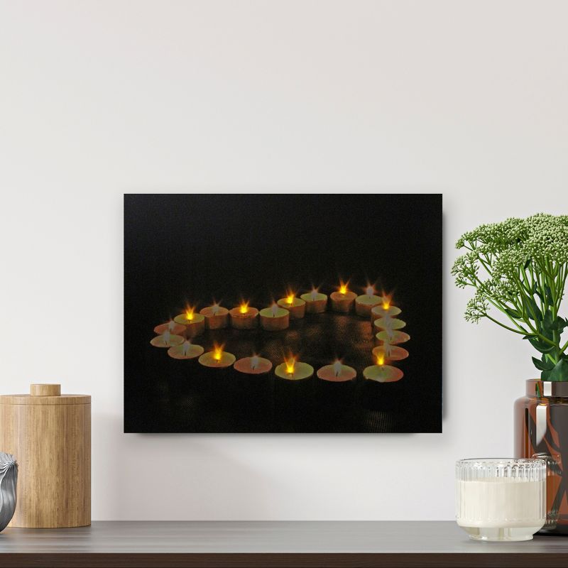 Northlight LED Lighted Flickering Heart-Shaped Candles Canvas Wall Art 15.75", 2 of 7