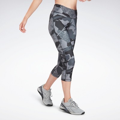 Reebok Workout Ready Printed Capri Womens Athletic Leggings