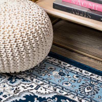 Navy/Blue Medallion Easy-Care Synthetic Area Rug