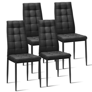 Tangkula Set of 4 Dining Chairs Metal Frame High Back Fabric Cushion Kitchen - 1 of 4
