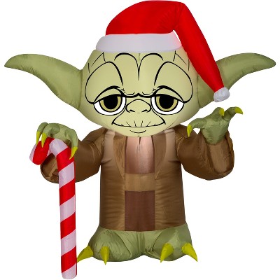 Star Wars Christmas Airblown Inflatable Stylized Yoda w/Santa Hat Wars, 3 ft Tall, Multicolored