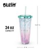 Blush Mermaid Tumbler with Screw On Lid, Silicone Seal, and Reusable Straw, Slim Clear Plastic Leak-Proof Travel Iced Coffee Cup, 24 Oz, Set of 1 - 3 of 4