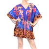 LA LEELA Women's Summer Mini Loose Holiday Beach Dress Coverups Swimwear Bathing Suit Dress Plus Size Fall Swimsuit Cover Ups 3X-4X Blue Floral - 3 of 4