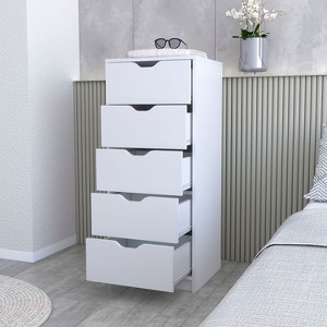 Okak Slim 5-Drawer Dresser Space-Efficient Storage with 25kg Total Capacity, Easy-Glide Drawers for Clothes, Toys Organization - 1 of 4