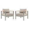 Aluminum Outdoor Club Chair with Cushions, Rust Resistant Patio Lounge Armchair, Modern Leisure Seating-3irtyhousy - 2 of 4