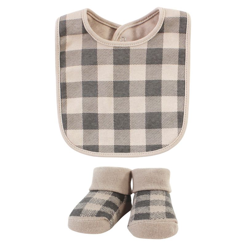 Hudson Baby Cotton Bib and Sock Set, Snuggle Bear, One Size, 4 of 6