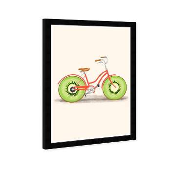 13" x 19" Kiwi Bike Food and Kitchen Framed Wall Art Green - Wynwood Studio