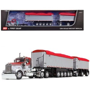 Kenworth W900L Day Cab and East Michigan Series 31' and 20' End Dump Viper Red & Silver 1/64 Diecast Model by DCP/First Gear - 1 of 3