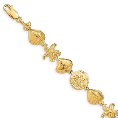 Black Bow Jewelry 14k Yellow Gold Sea Life Bracelet - 7.25 Inch