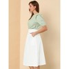 INSPIRE CHIC Women's Casual Elastic Waist Peasant A-Line Midi Skirts with Pockets - 4 of 4