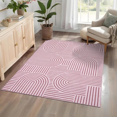 Washable Rug Area Rugs for Living Room, Abstract Rug for Bedroom, Soft Rainbow Non Slip Throw Rugs with Rubber Back