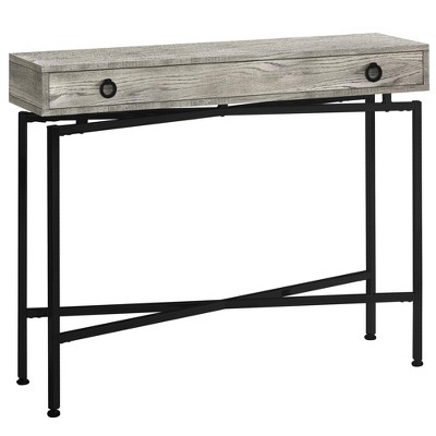 Monarch Specialties Accent Table Console Entryway Narrow Sofa Storage Drawer Living Room Bedroom Grey Laminate Black Metal Contemporary Modern