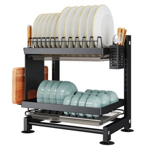 LunaLulinlk 2-Tier Dish Drying Rack - Adjustable Drying Rack w/Large Capacity, Space-Saving Dish Rack for Kitchen Counter - 1 of 4