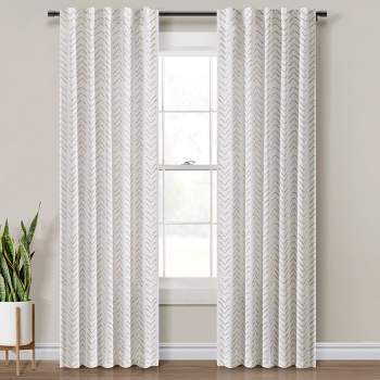 Hygge Modern Arrow Linen Look Window Curtain Panels Wheat/White 40X84 Set