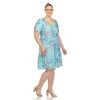 Plus Size Floral Short Sleeve Knee Length Dress - 2 of 4