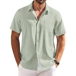 COOFANDY Shirts for Men Short Sleeve Button Down Shirt Casual Summer Beach Shirts - 1 of 4